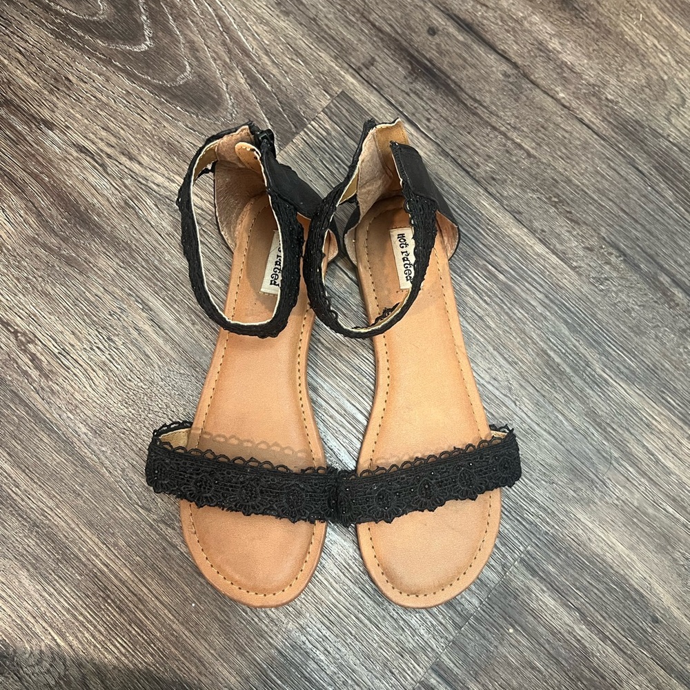 Black Lace Ankle Strap Sandals